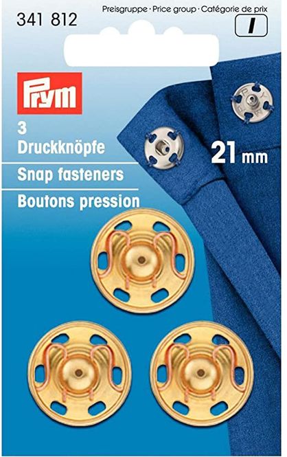 Hovedbilde PRYM Trykknapper, 21 mm, 3 stk, gull