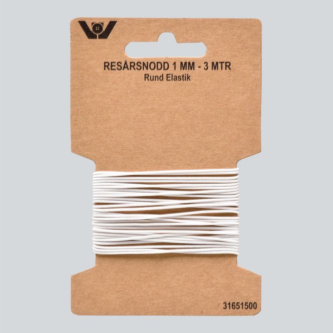 Hovedbilde Elastikk rund - 1 mm, Hvit (3 m)