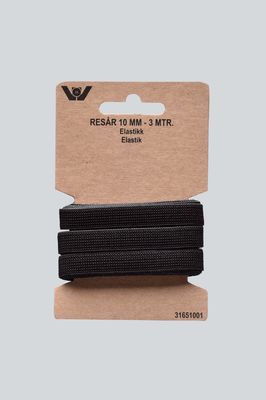 Elastikk - 10 mm, svart (3m)