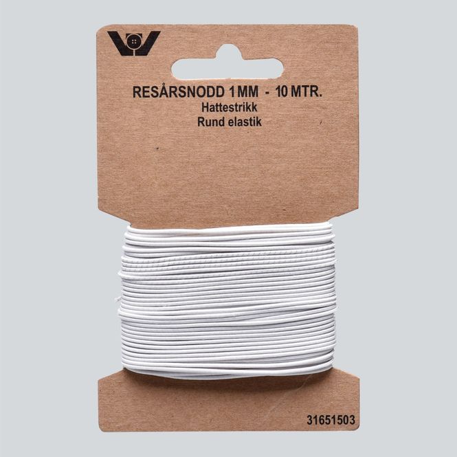 Hovedbilde Elastikk rund - 1 mm, Hvit (10 m)